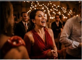 Natural portrait of a guest laughing at an event